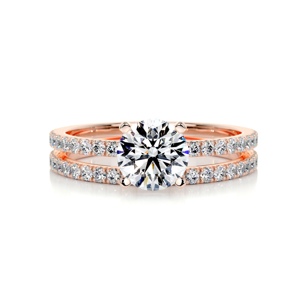 1.0 CT Round Lab-Grown Diamond Pave Bridal Set - Exquisite Elegance 11