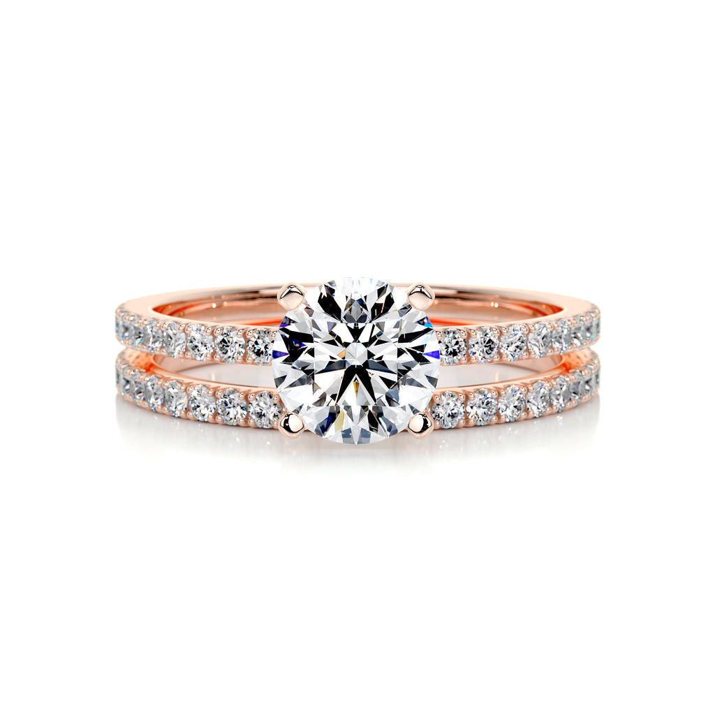 1.0 CT Round Lab-Grown Diamond Pave Bridal Set - Exquisite Elegance