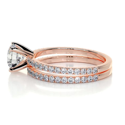 1.0 CT Round Lab-Grown Diamond Pave Bridal Set - Exquisite Elegance 14