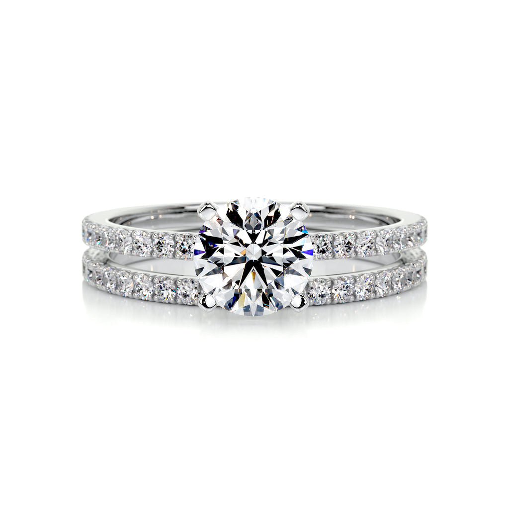 1.0 CT Round Lab-Grown Diamond Pave Bridal Set - Exquisite Elegance