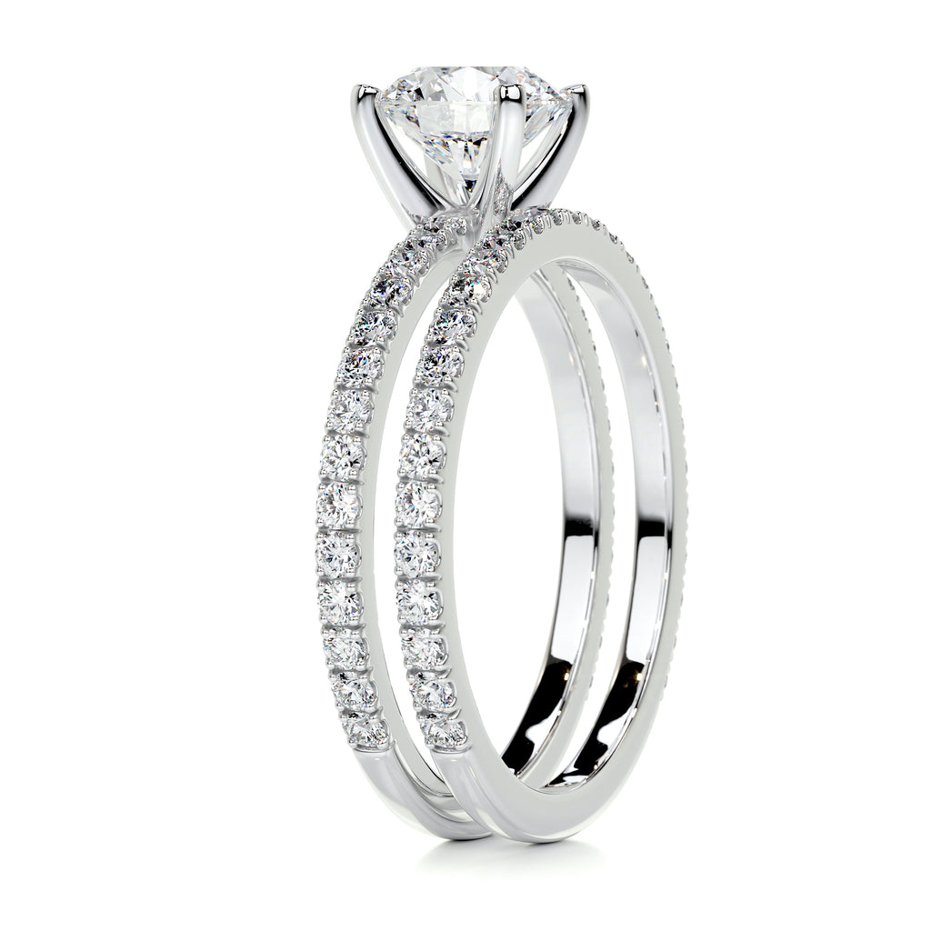 1.0 CT Round Lab-Grown Diamond Pave Bridal Set - Exquisite Elegance