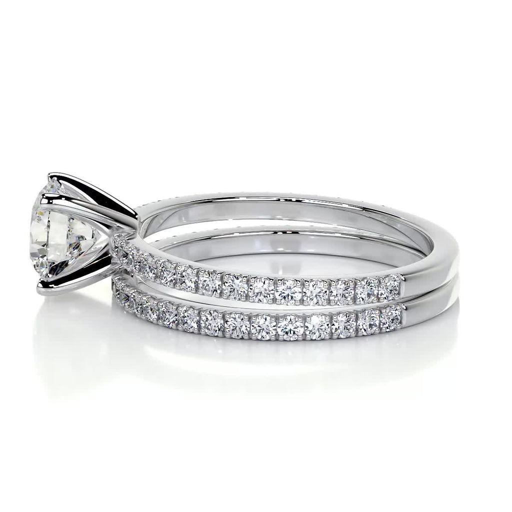 1.0 CT Round Lab-Grown Diamond Pave Bridal Set - Exquisite Elegance