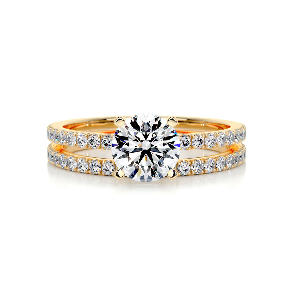 1.0 CT Round Lab-Grown Diamond Pave Bridal Set - Exquisite Elegance