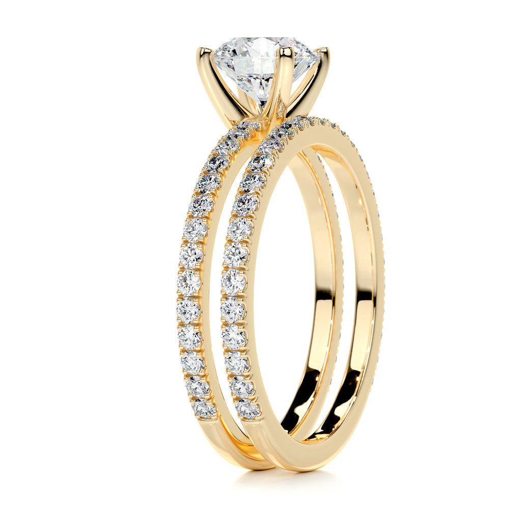 1.0 CT Round Lab-Grown Diamond Pave Bridal Set - Exquisite Elegance 10