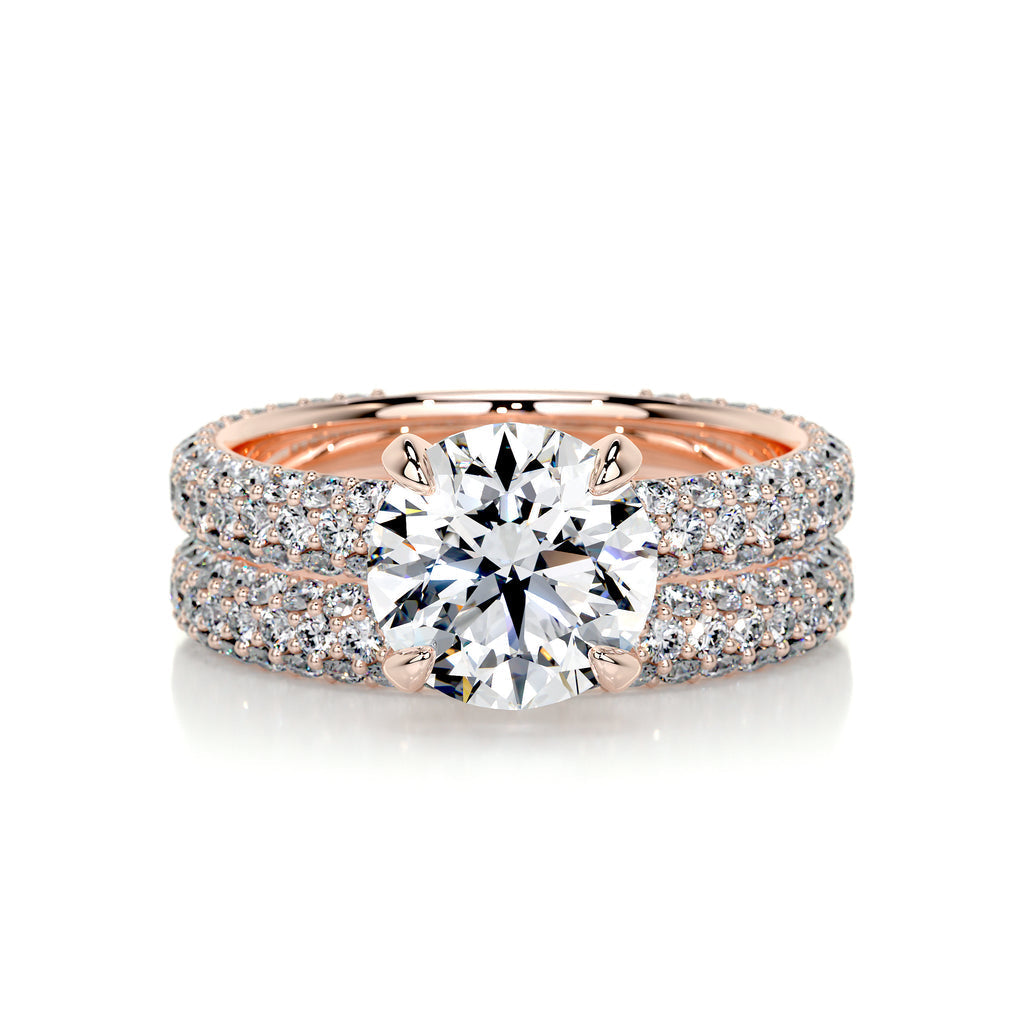 2.0 CT Round Lab Grown Diamond Pave Bridal Set 8