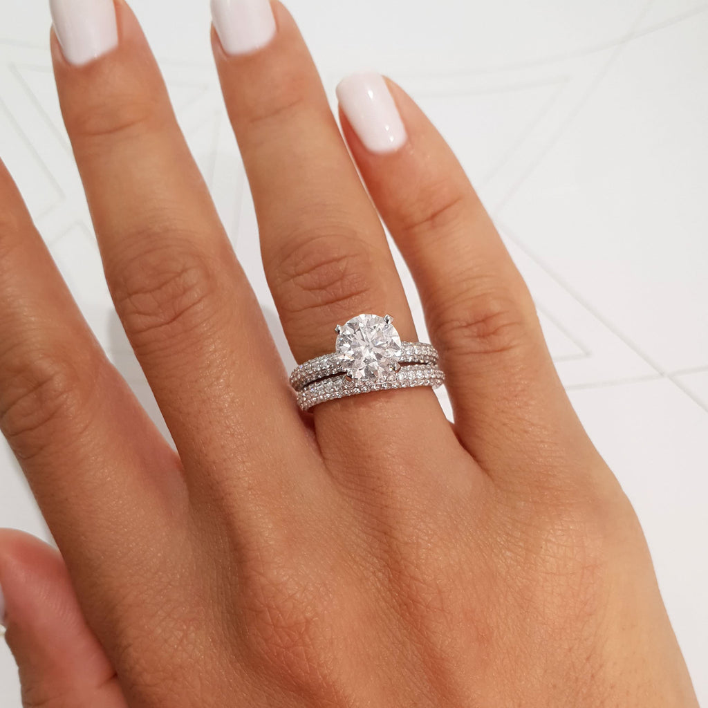2.0 CT Round Lab Grown Diamond Pave Bridal Set 2