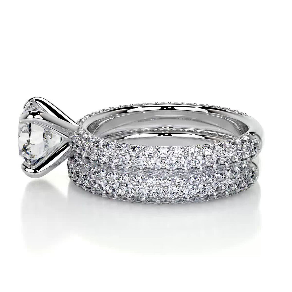 2.0 CT Round Lab Grown Diamond Pave Bridal Set 6
