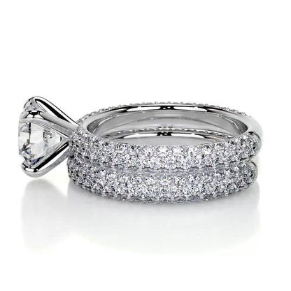 2.0 CT Round Lab Grown Diamond Pave Bridal Set 6