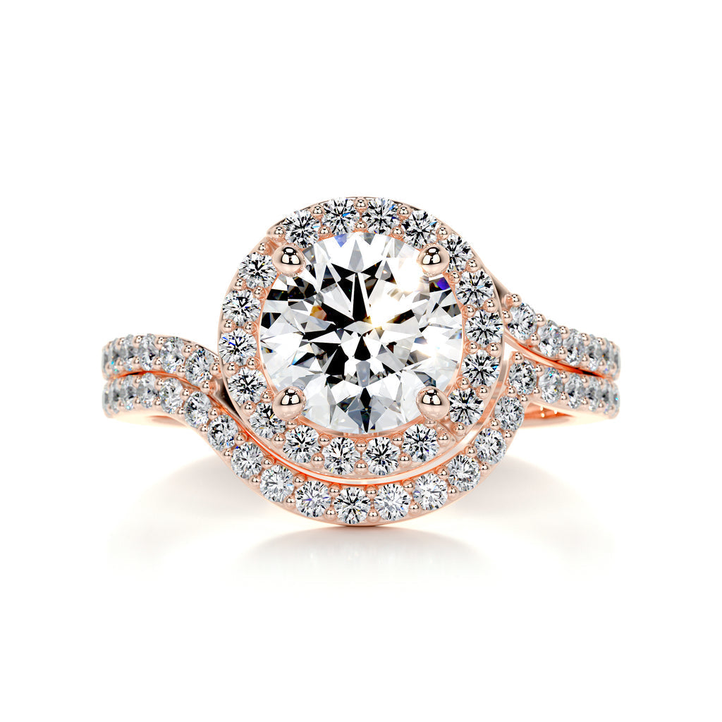 Exquisite 1.50 CT Round Lab Grown Diamond Halo Bridal Ring Set