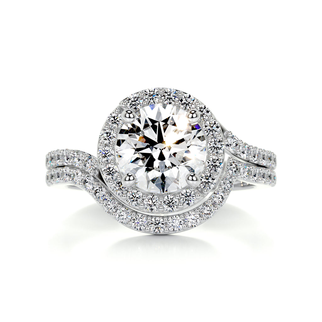 Exquisite 1.50 CT Round Lab Grown Diamond Halo Bridal Ring Set