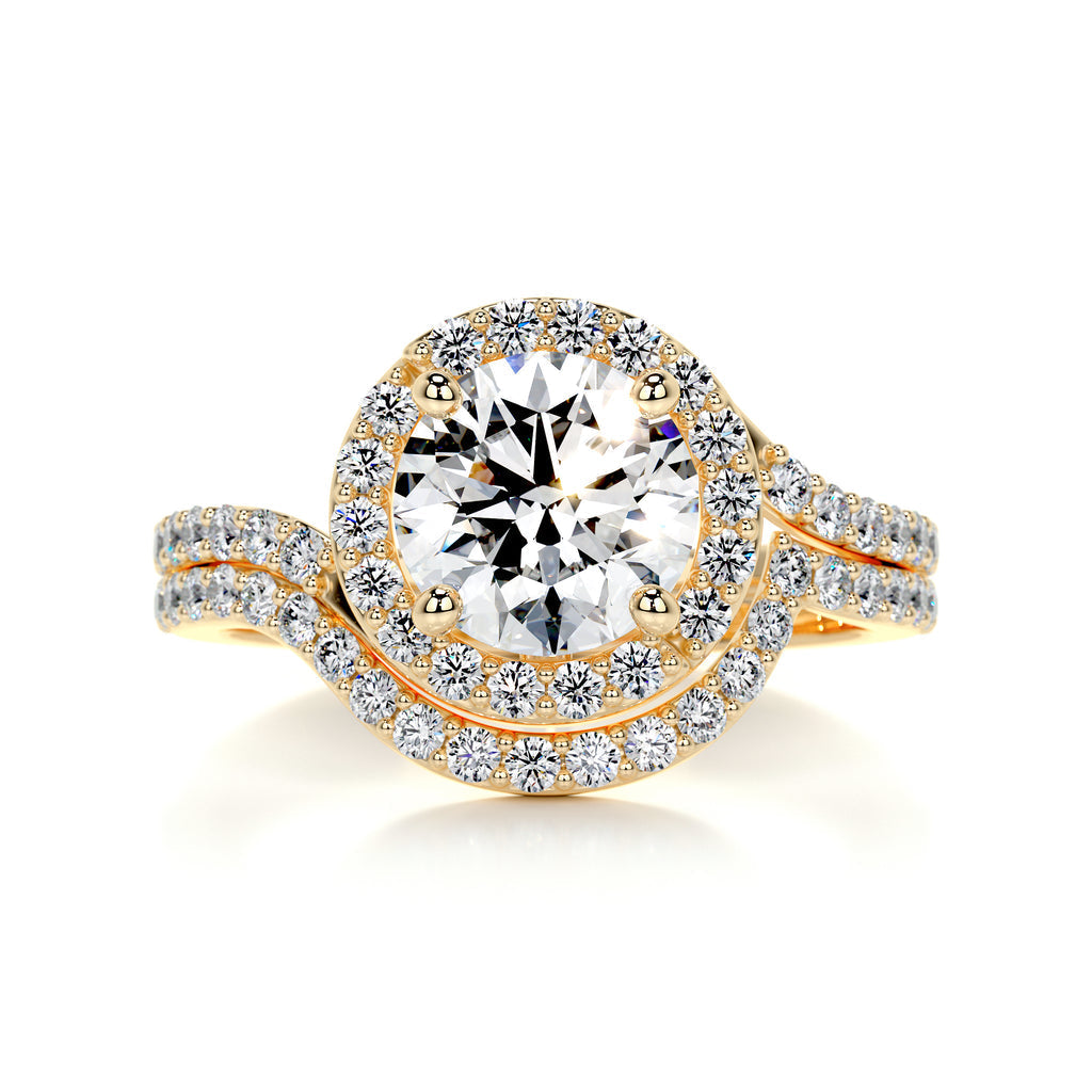 Exquisite 1.50 CT Round Lab Grown Diamond Halo Bridal Ring Set