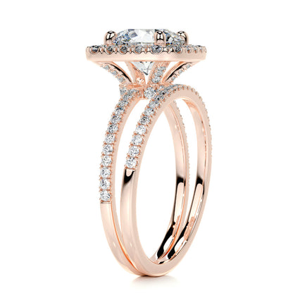 2.0 CT Round Halo CVD F/VS Diamond Bridal Set 16