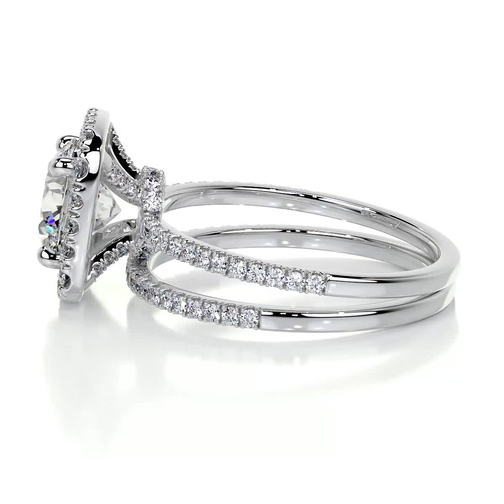 2.0 CT Round Lab Grown Diamond Halo Elegance Bridal Set