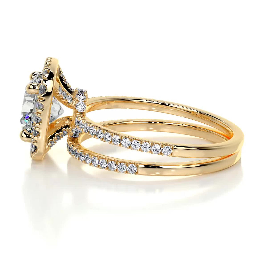 2.0 CT Round Lab Grown Diamond Halo Elegance Bridal Set