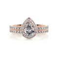 Load image into Gallery viewer, 1.0 CT Pear-Cut Lab Grown Diamond Halo Bridal Ring Set
