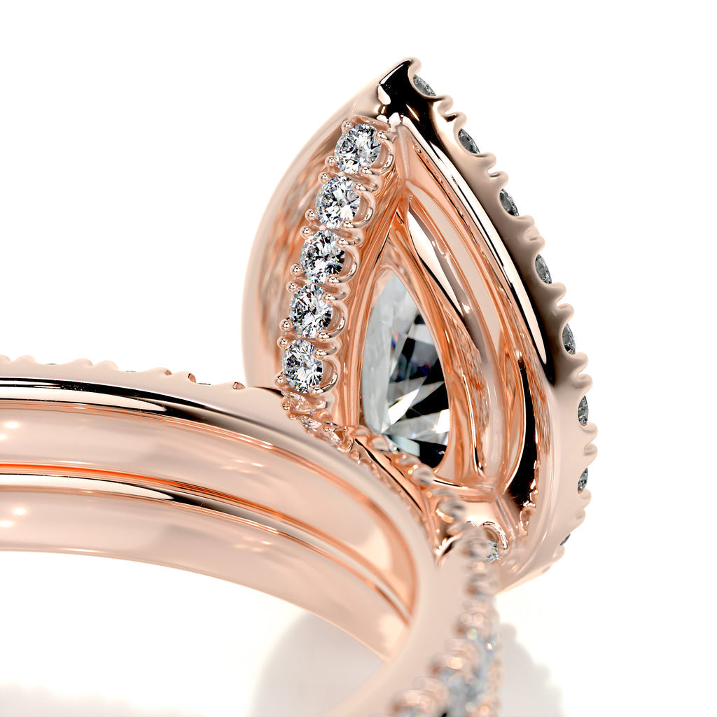 1.0 CT Pear-Cut Lab Grown Diamond Halo Bridal Ring Set 14