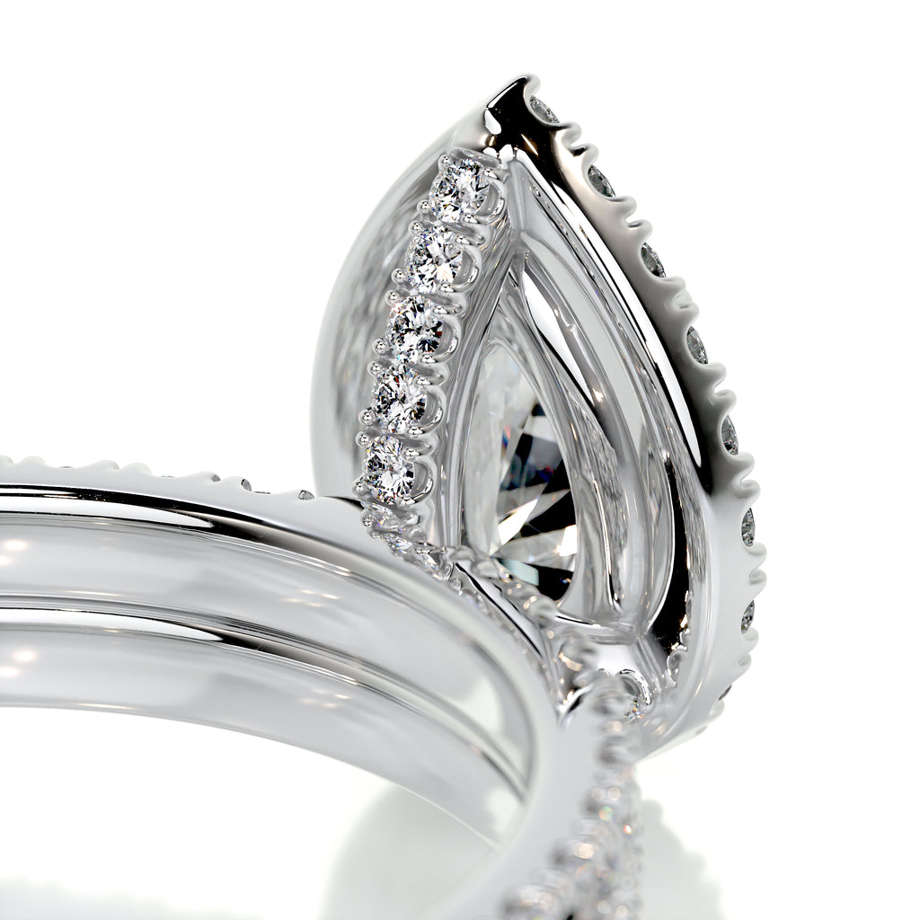 1.0 CT Pear-Cut Lab Grown Diamond Halo Bridal Ring Set 4