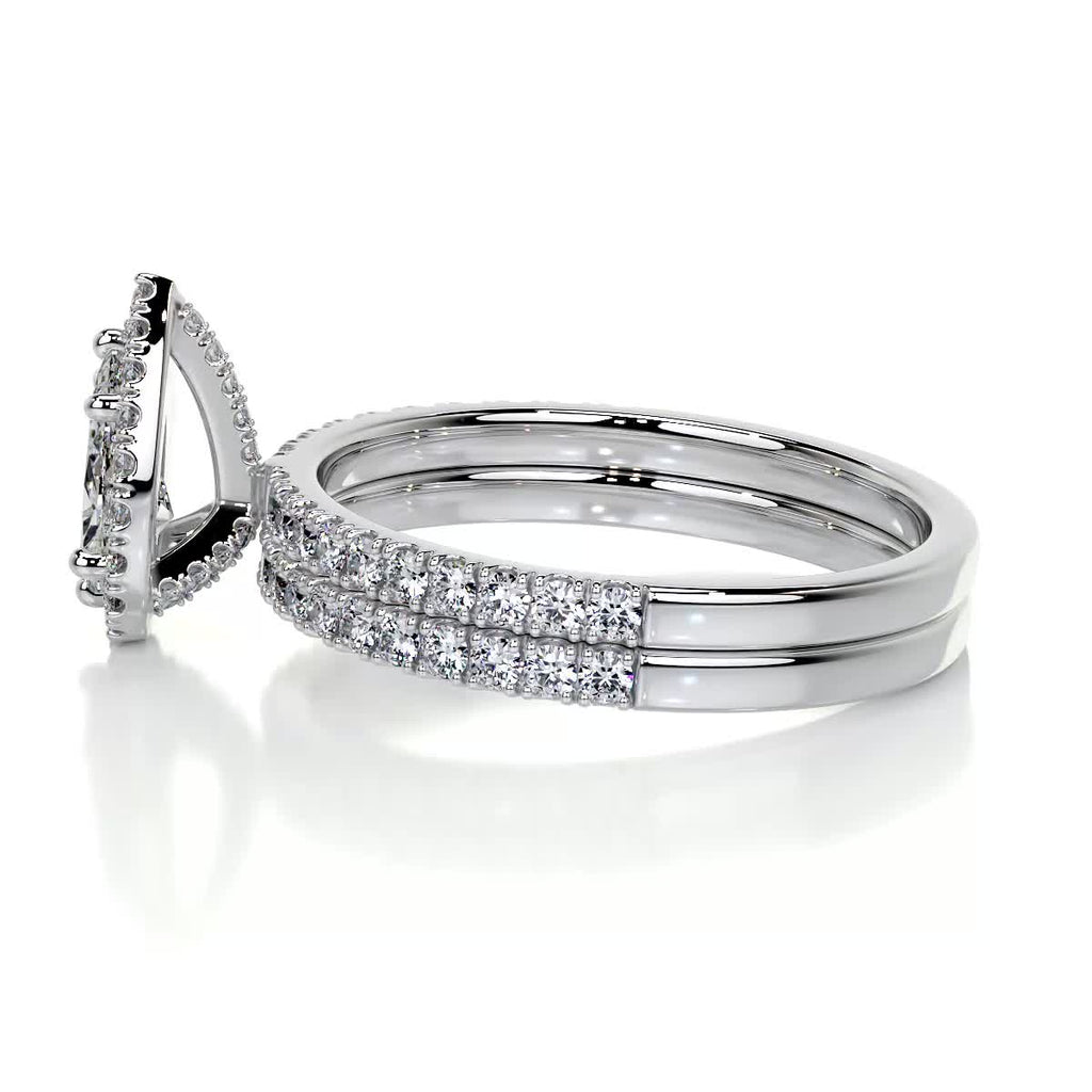 1.0 CT Pear-Cut Lab Grown Diamond Halo Bridal Ring Set 5