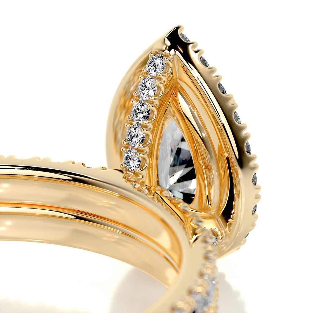 1.0 CT Pear-Cut Lab Grown Diamond Halo Bridal Ring Set 9