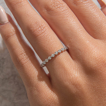 Curved- 0.25 CT Marquise Lab Grown Diamond Wedding Band