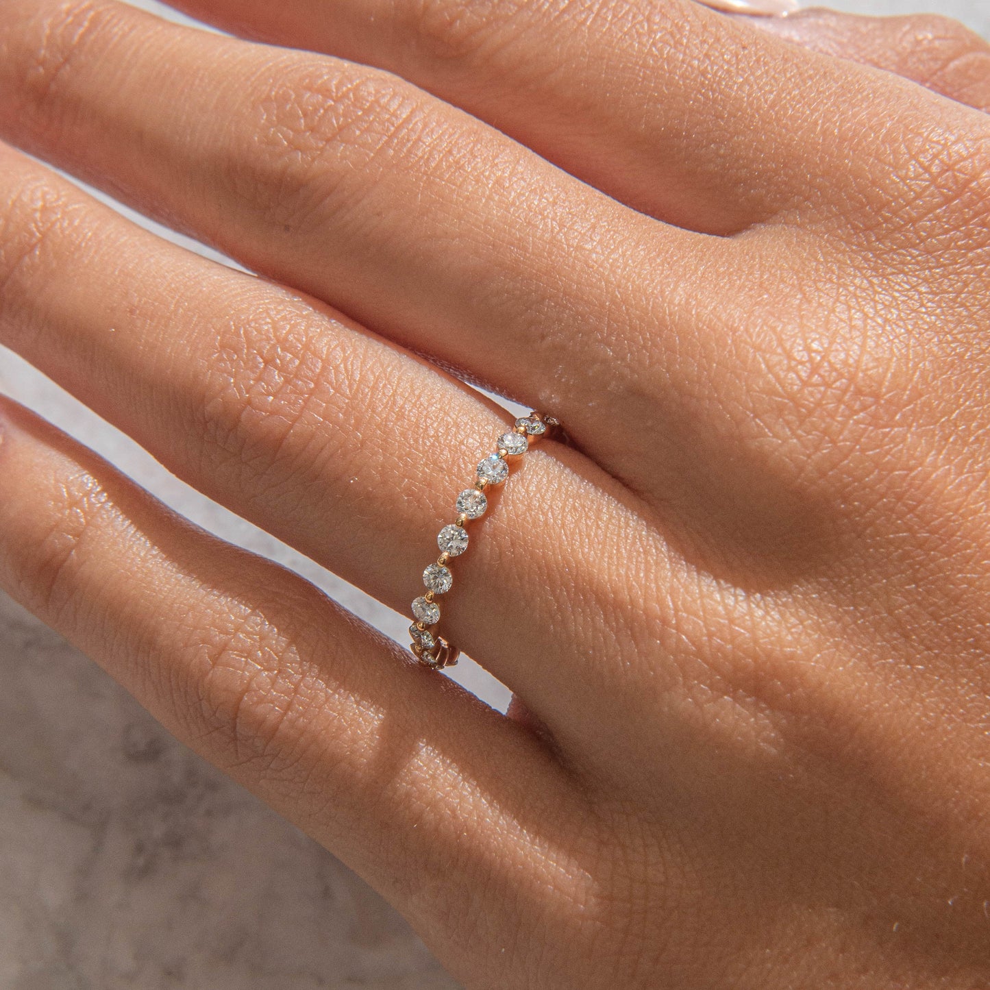 Curved- 0.25 CT Marquise Lab Grown Diamond Wedding Band