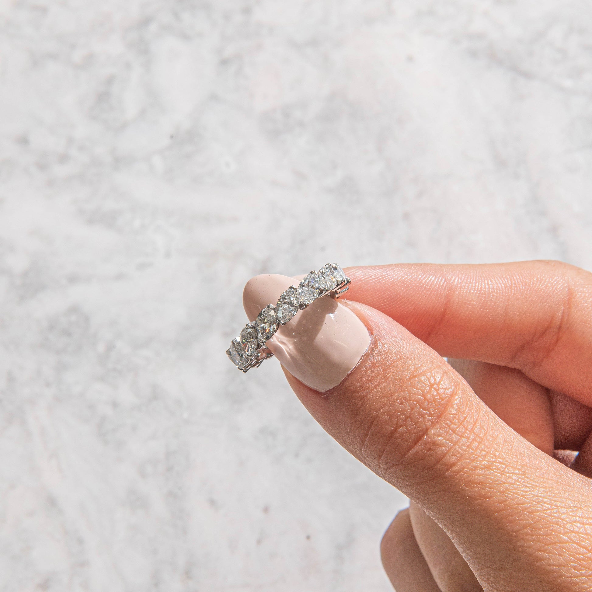 Curved- 0.25 CT Marquise Lab Grown Diamond Wedding Band