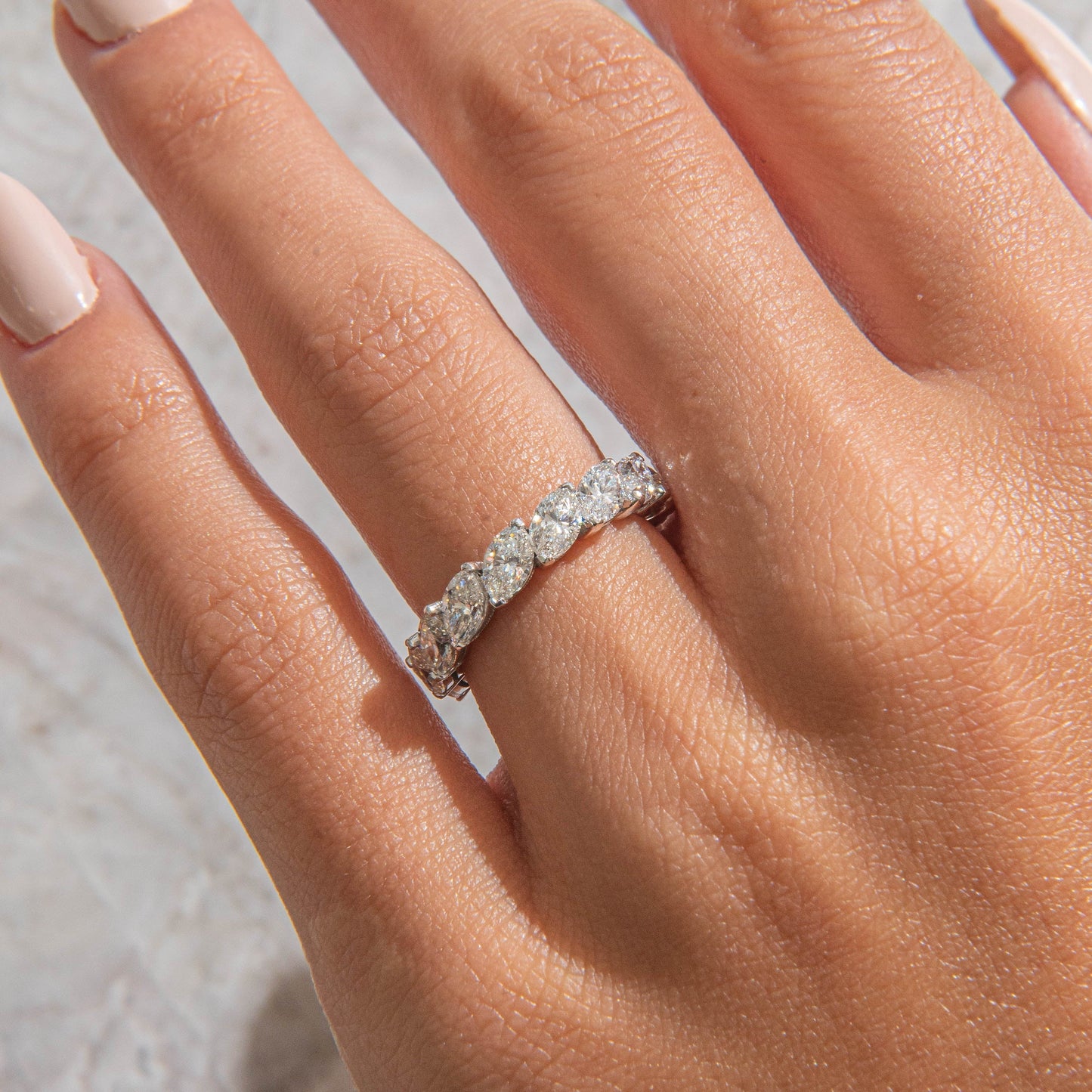 Curved- 0.25 CT Marquise Lab Grown Diamond Wedding Band