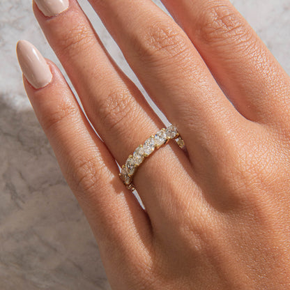 Curved- 0.25 CT Marquise Lab Grown Diamond Wedding Band