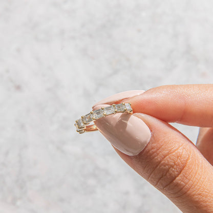 Curved- 0.25 CT Marquise Lab Grown Diamond Wedding Band
