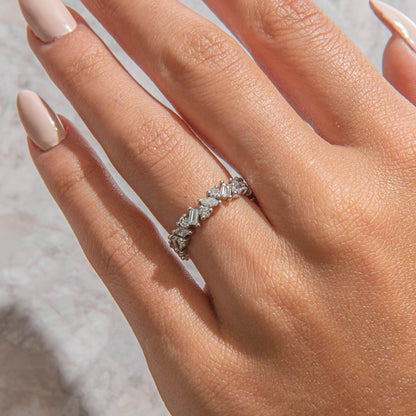 Curved- 0.25 CT Marquise Lab Grown Diamond Wedding Band