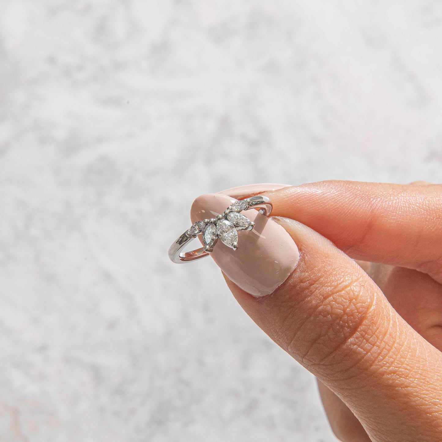 Curved- 0.25 CT Marquise Lab Grown Diamond Wedding Band