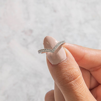 Curved- 0.25 CT Marquise Lab Grown Diamond Wedding Band