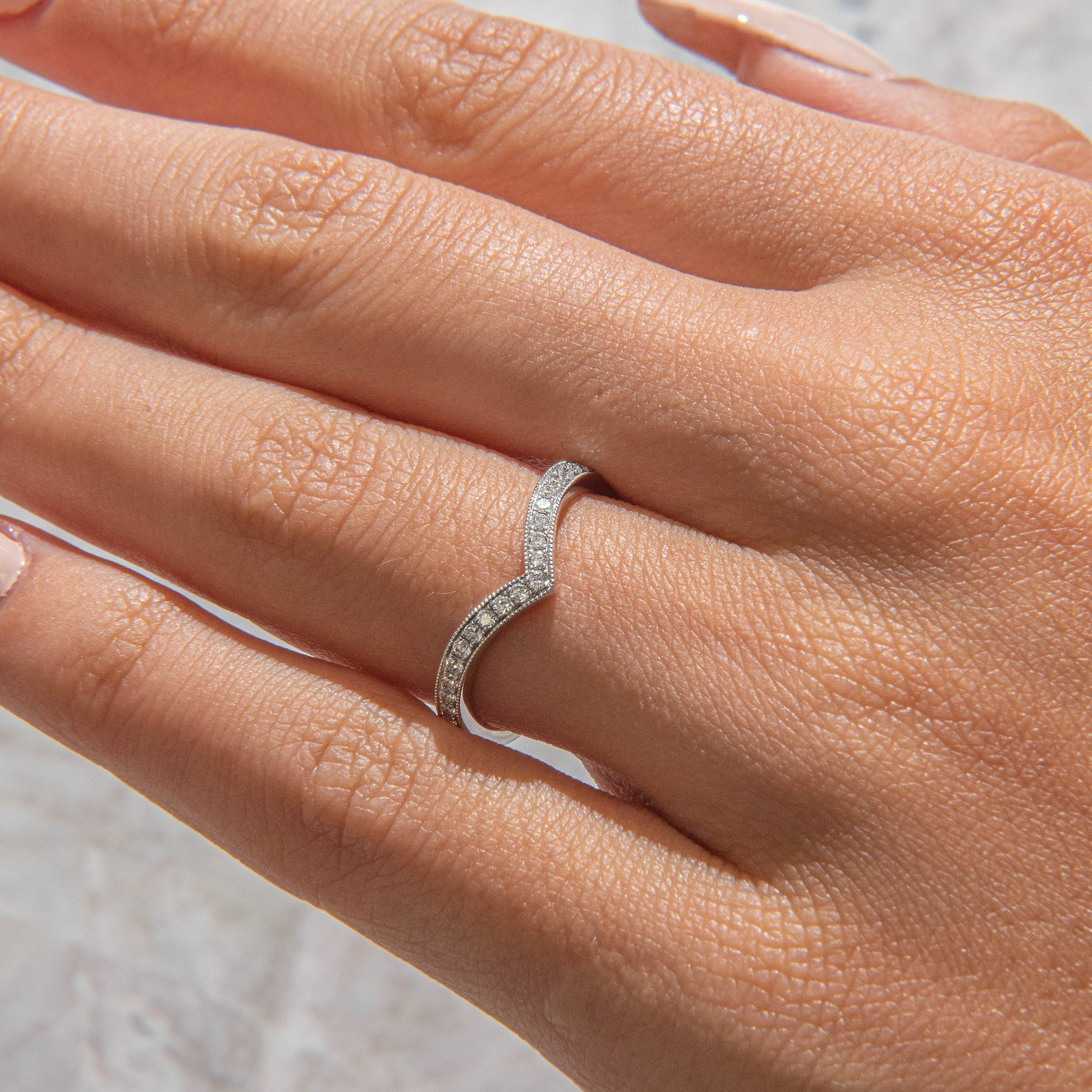 Curved- 0.25 CT Marquise Lab Grown Diamond Wedding Band