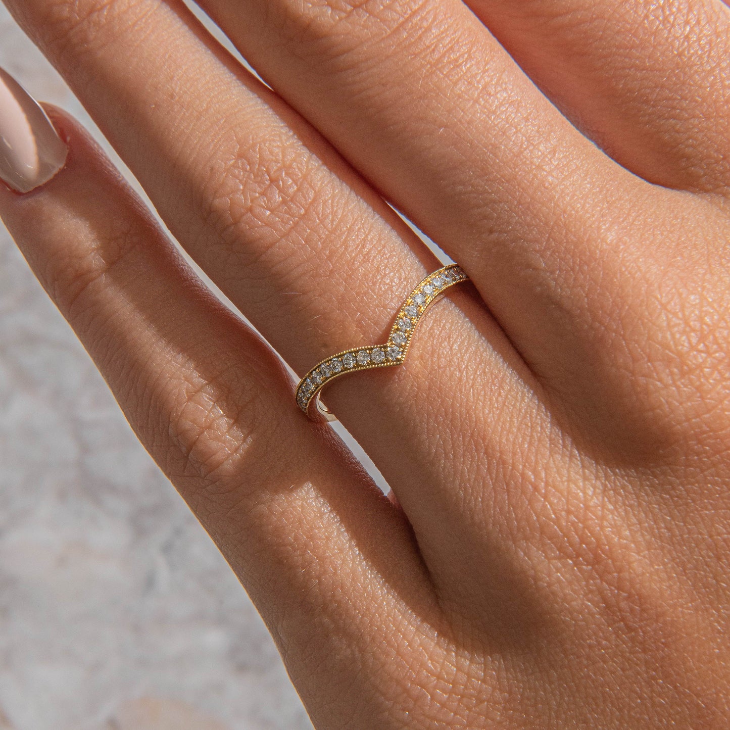 Curved- 0.25 CT Marquise Lab Grown Diamond Wedding Band
