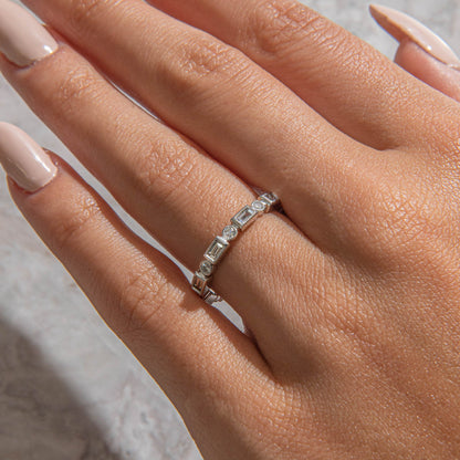 Curved- 0.25 CT Marquise Lab Grown Diamond Wedding Band