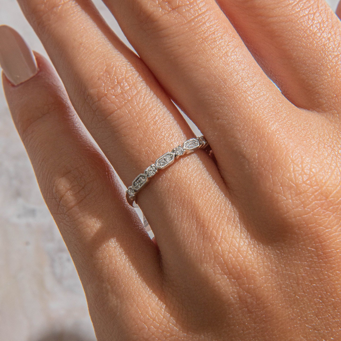 Curved- 0.25 CT Marquise Lab Grown Diamond Wedding Band