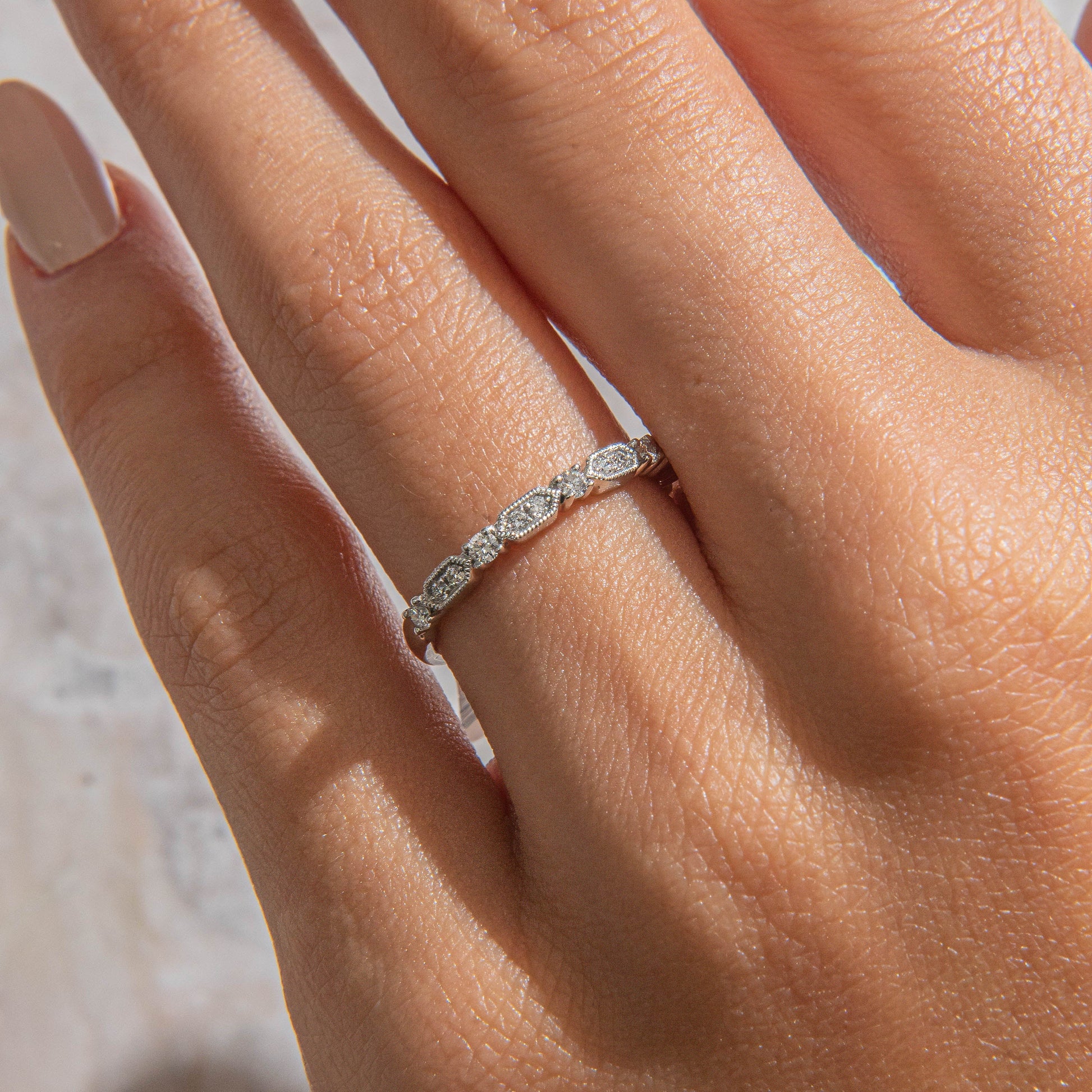 Curved- 0.25 CT Marquise Lab Grown Diamond Wedding Band