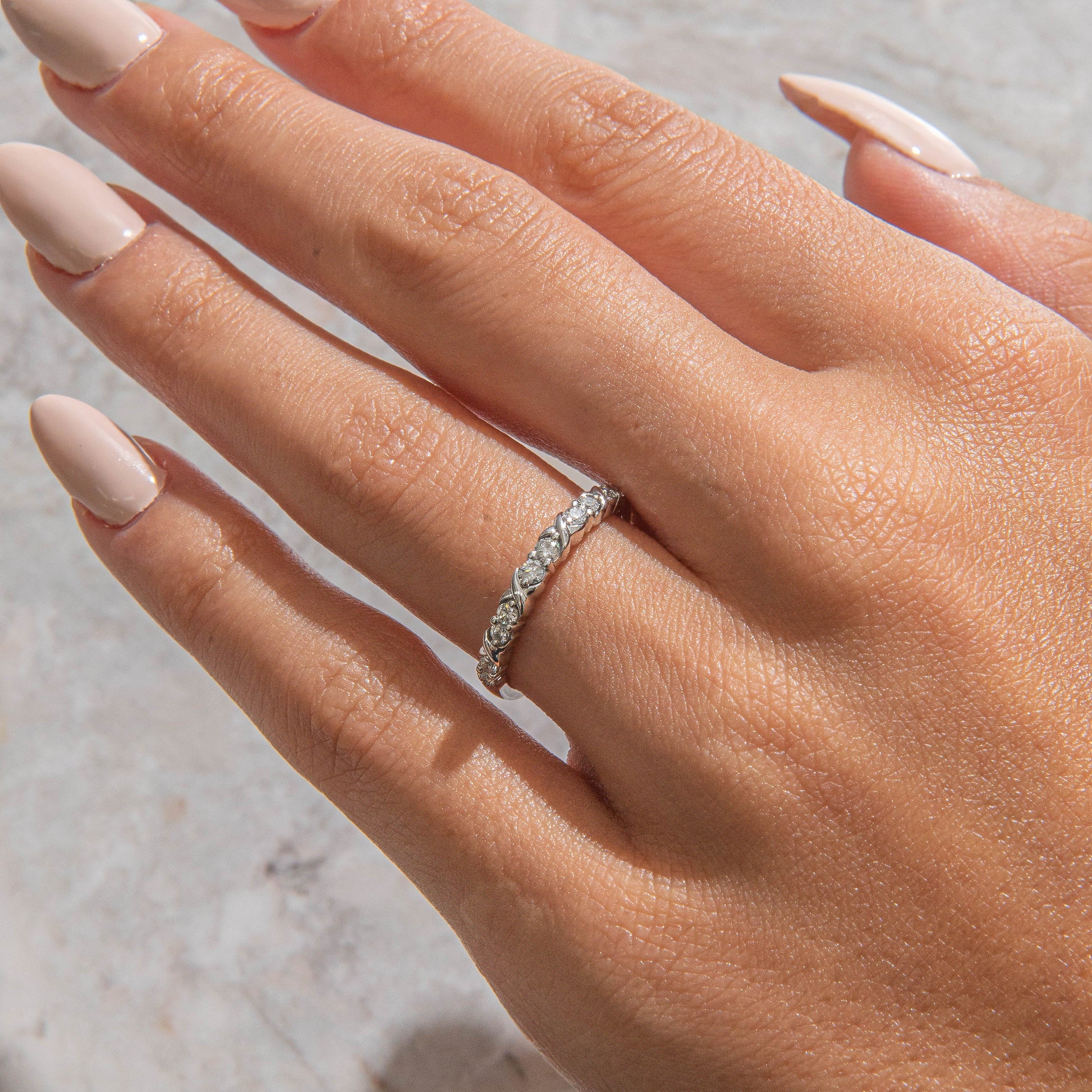 Curved- 0.25 CT Marquise Lab Grown Diamond Wedding Band