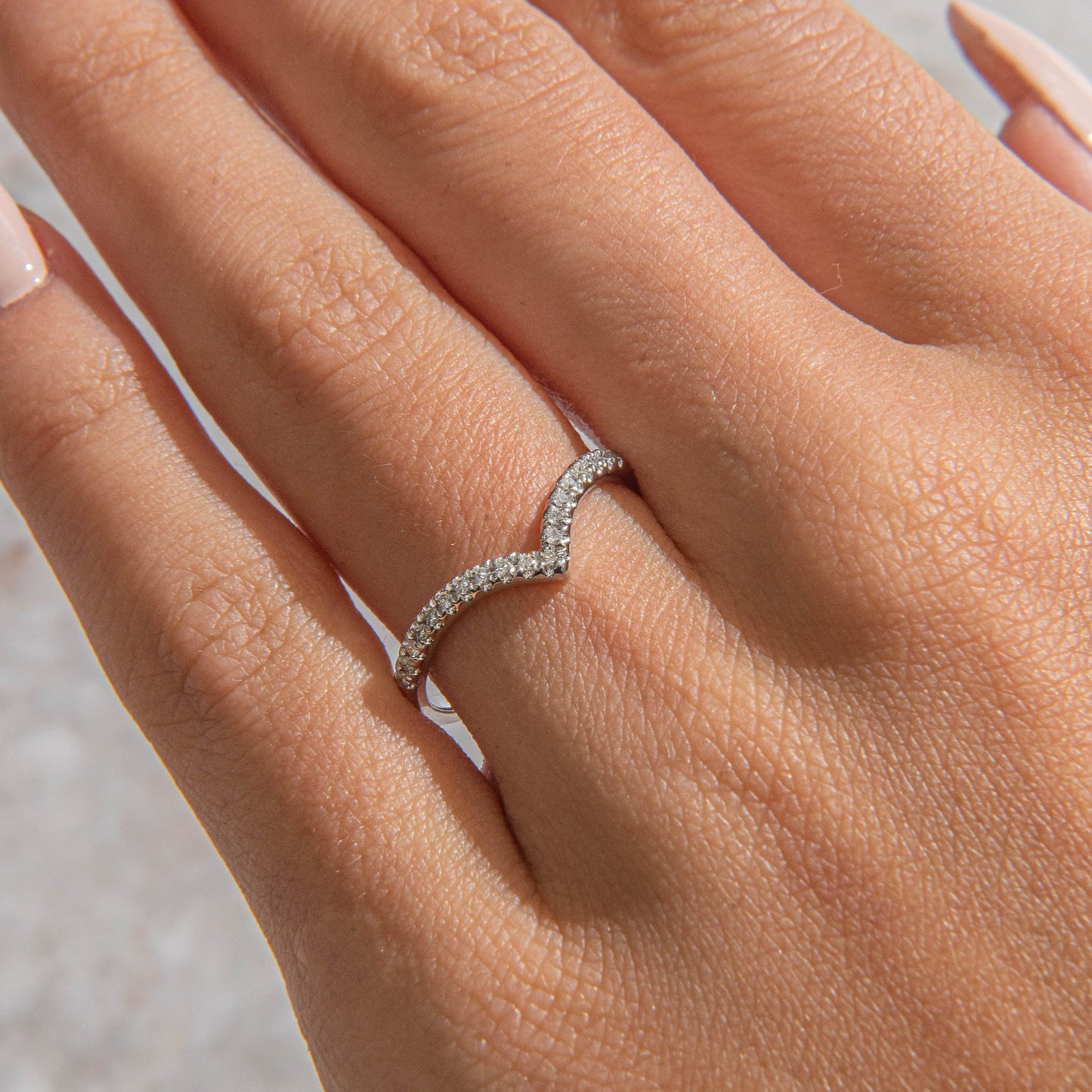 Curved- 0.25 CT Marquise Lab Grown Diamond Wedding Band