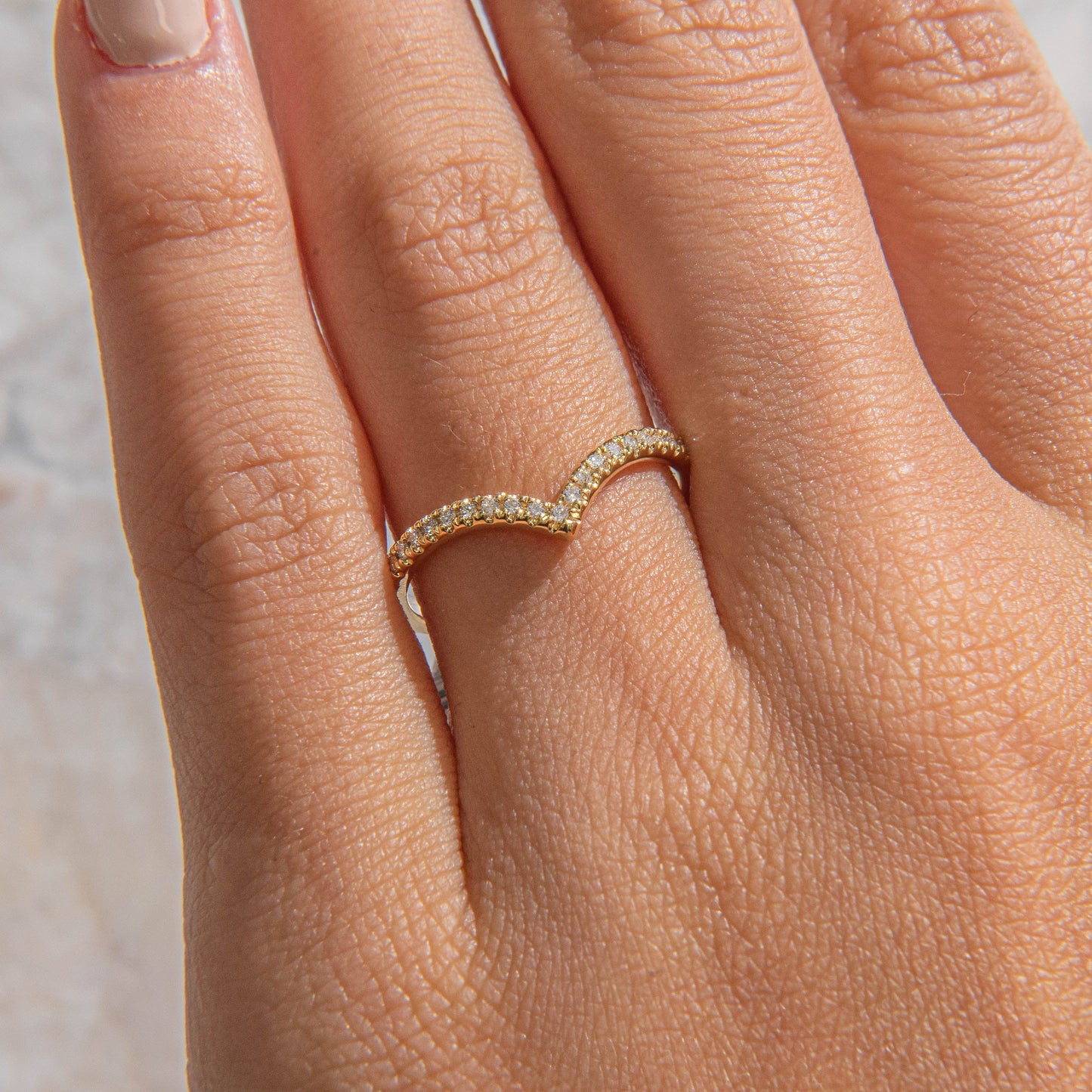 Curved- 0.25 CT Marquise Lab Grown Diamond Wedding Band