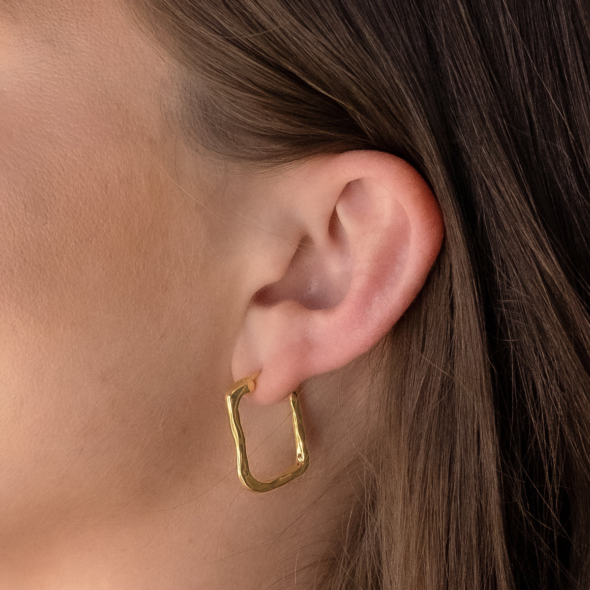 Elegant Gold Sculpted Hoop Earrings 19