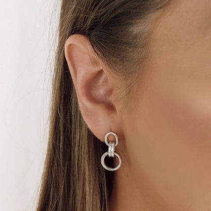 Elegant Silver Double Hoop Earrings 3
