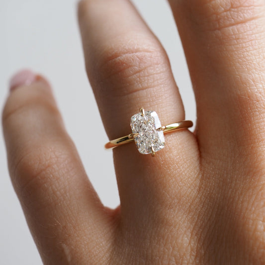 1.50 CT Elongated Cushion Lab-Grown Diamond Solitaire Engagement Ring in Gold