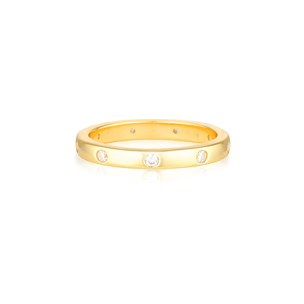 Gold Flush Setting Wedding Band with 0.10 TCW Round Lab-Grown Diamonds