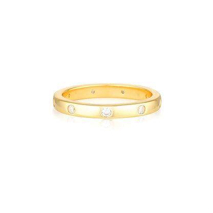 Gold Flush Setting Wedding Band with 0.10 TCW Round Lab-Grown Diamonds 1