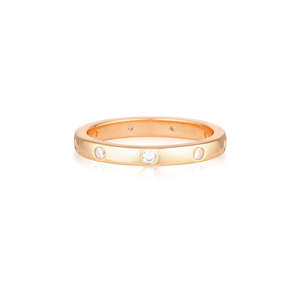 Gold Flush Setting Wedding Band with 0.10 TCW Round Lab-Grown Diamonds