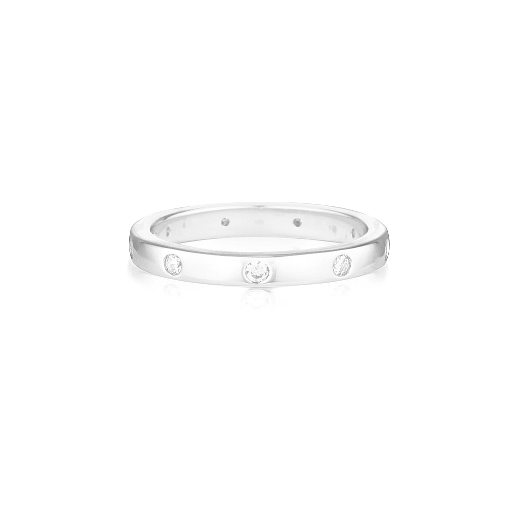 Gold Flush Setting Wedding Band with 0.10 TCW Round Lab-Grown Diamonds 7