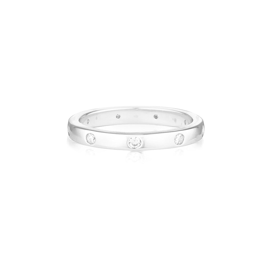 Gold Flush Setting Wedding Band with 0.10 TCW Round Lab-Grown Diamonds