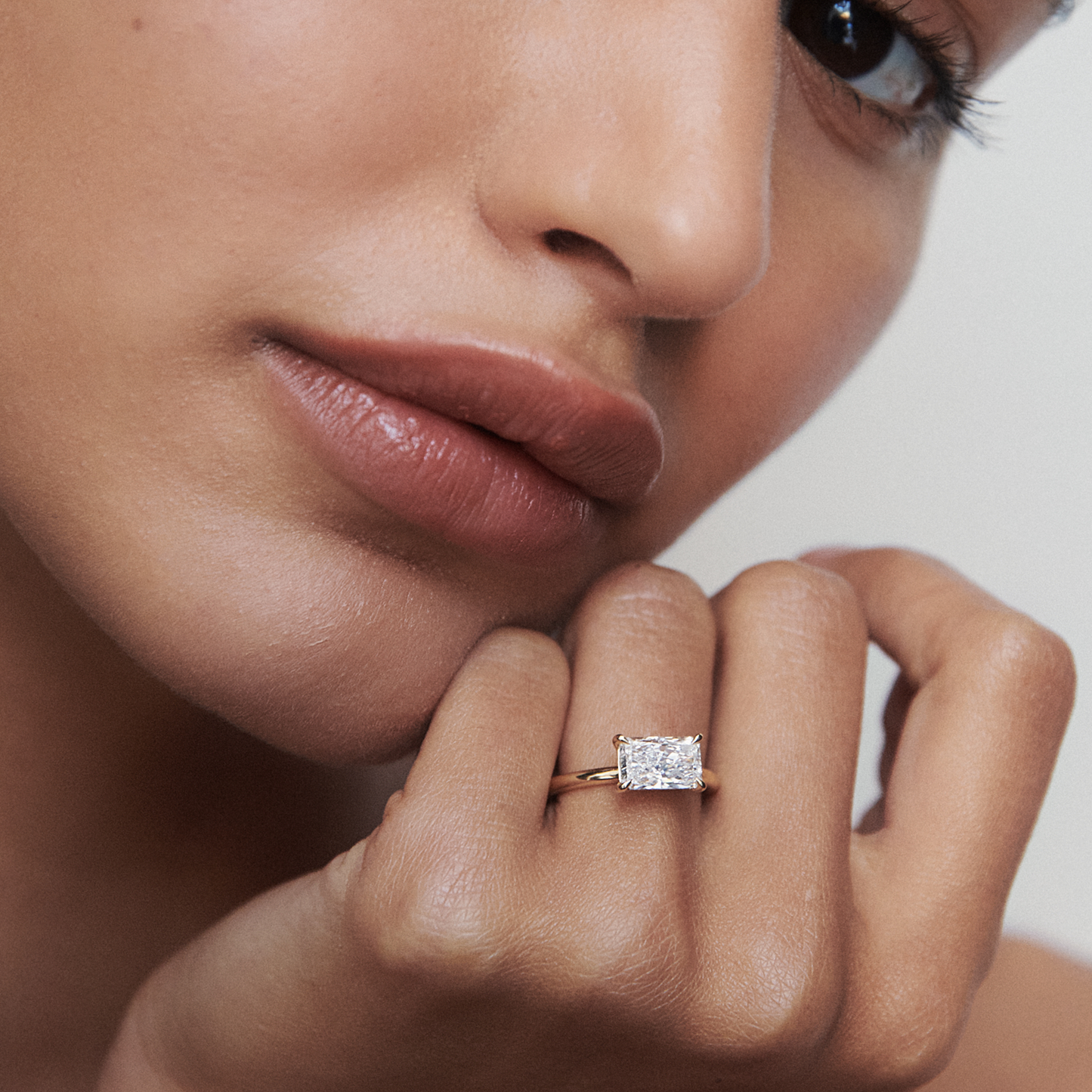 Solitaire-Radiant East West Lab Grown Diamond Engagement Ring