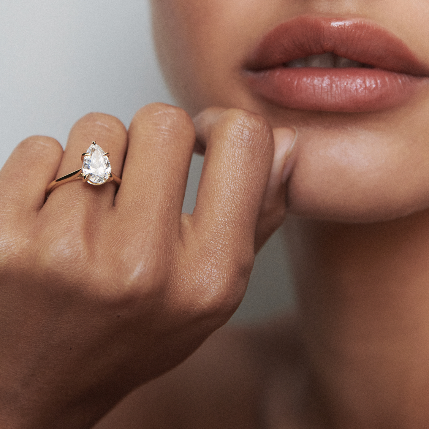 Solitaire-Pear Five Prong Lab Grown Diamond Engagement Ring